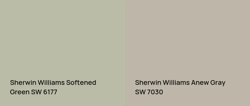 Sherwin Williams Softened Green SW 6177 vs Sherwin Williams Anew Gray SW 7030