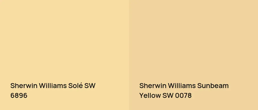 Sherwin Williams Solé SW 6896 vs Sherwin Williams Sunbeam Yellow SW 0078
