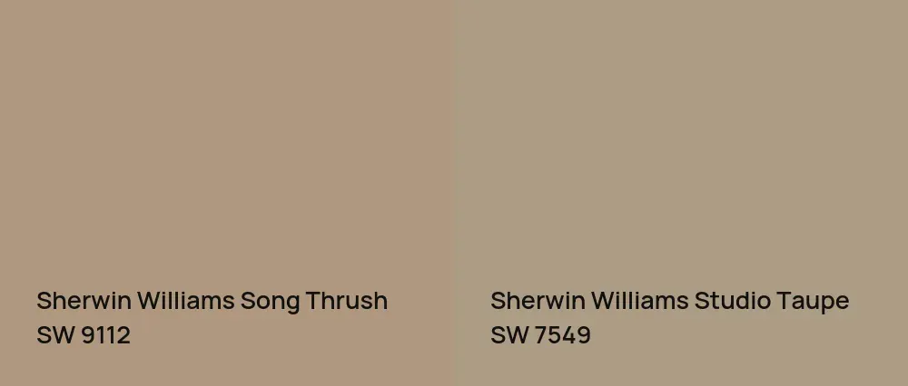 Sherwin Williams Song Thrush SW 9112 vs Sherwin Williams Studio Taupe SW 7549