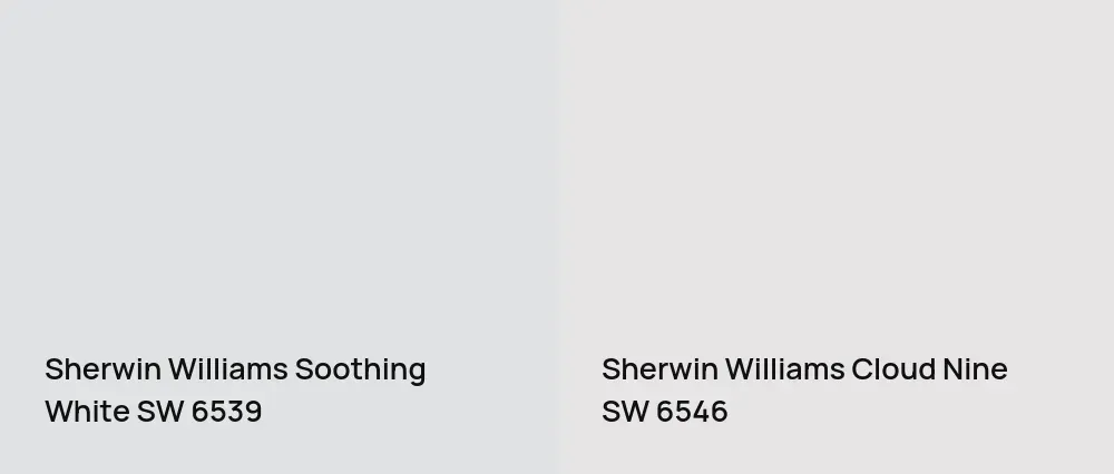 Sherwin Williams Soothing White SW 6539 vs Sherwin Williams Cloud Nine SW 6546