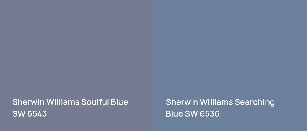 Sherwin Williams Soulful Blue SW 6543 vs Sherwin Williams Searching Blue SW 6536