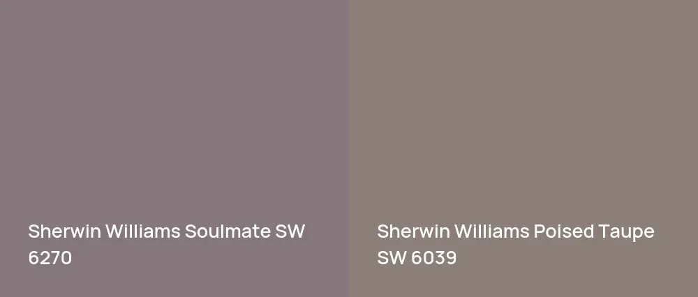 Sherwin Williams Soulmate SW 6270 vs Sherwin Williams Poised Taupe SW 6039