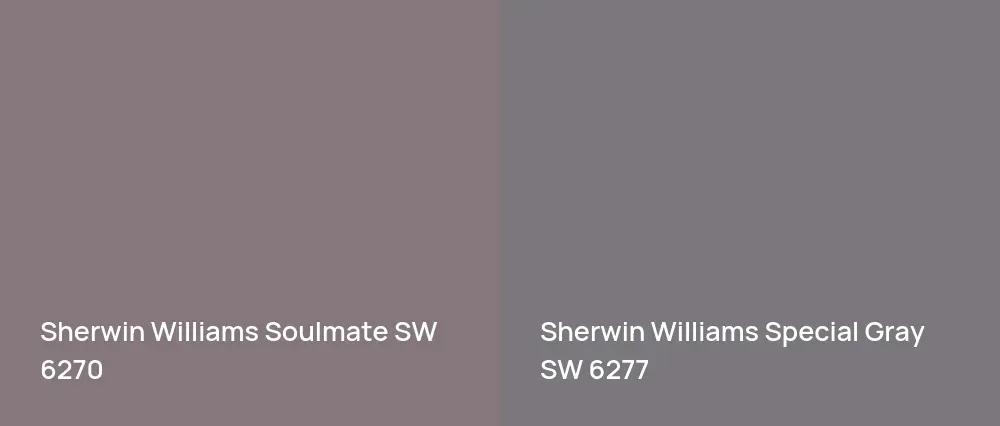 Sherwin Williams Soulmate SW 6270 vs Sherwin Williams Special Gray SW 6277