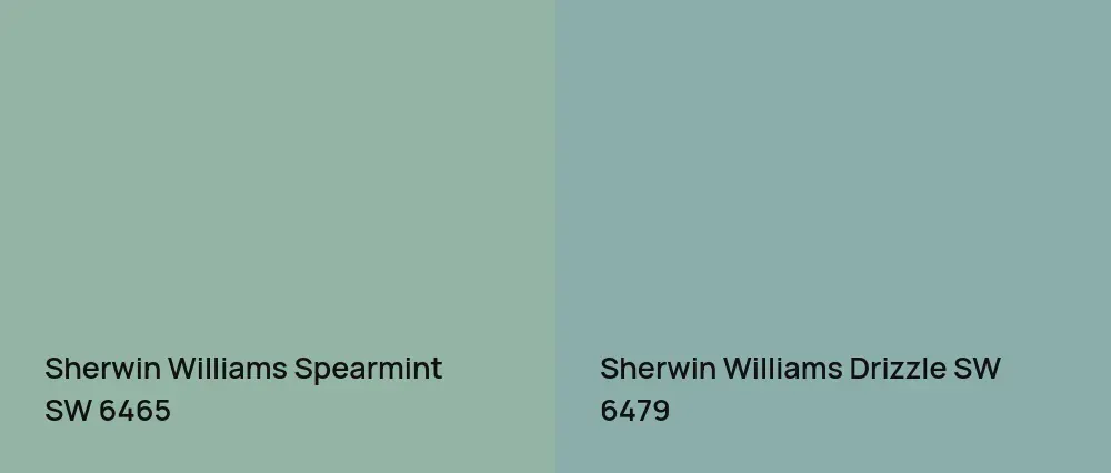 Sherwin Williams Spearmint SW 6465 vs Sherwin Williams Drizzle SW 6479