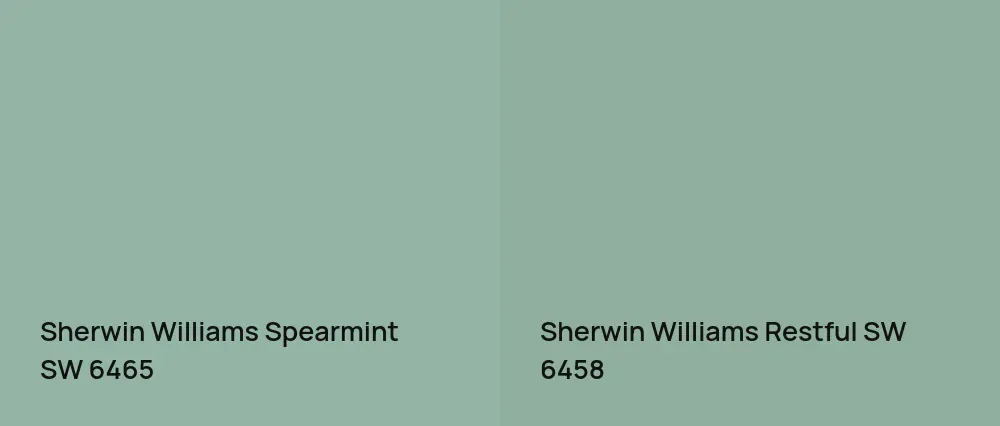Sherwin Williams Spearmint SW 6465 vs Sherwin Williams Restful SW 6458