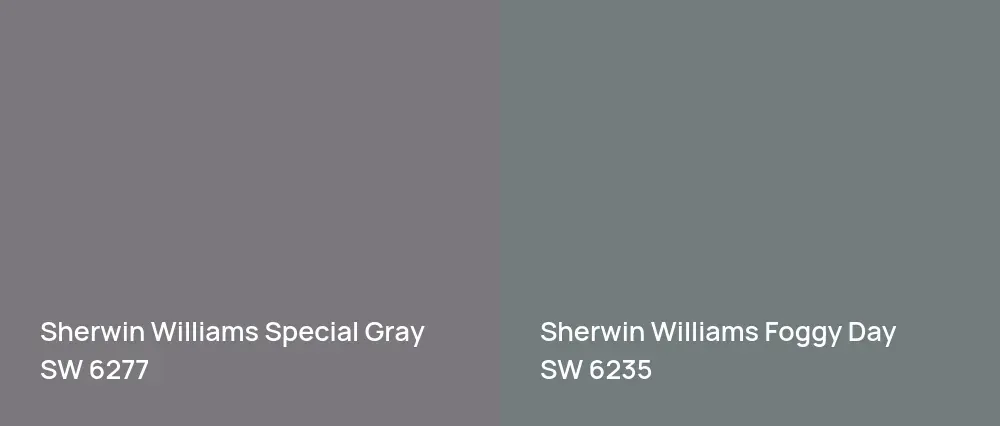 Sherwin Williams Special Gray SW 6277 vs Sherwin Williams Foggy Day SW 6235