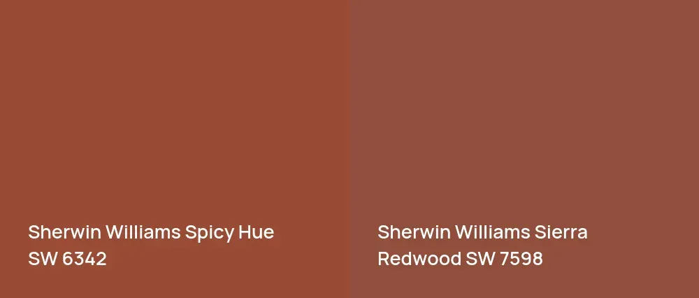 Sherwin Williams Spicy Hue SW 6342 vs Sherwin Williams Sierra Redwood SW 7598
