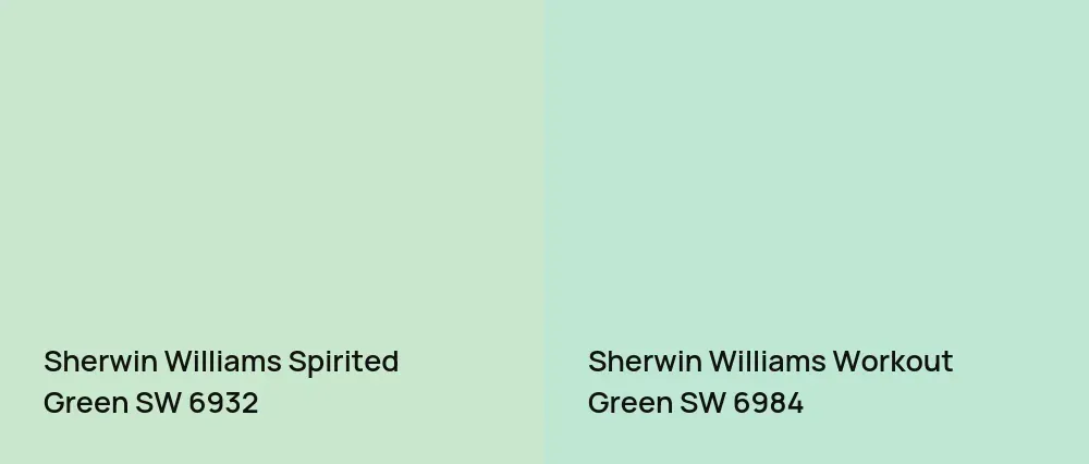 Sherwin Williams Spirited Green SW 6932 vs Sherwin Williams Workout Green SW 6984