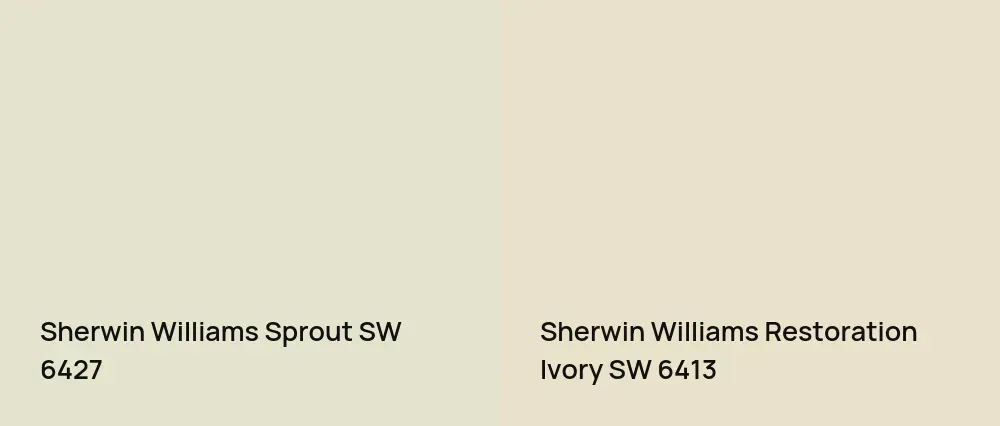 Sherwin Williams Sprout SW 6427 vs Sherwin Williams Restoration Ivory SW 6413