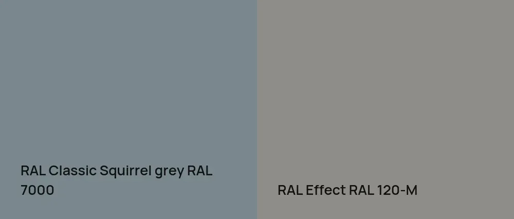 RAL Classic Squirrel grey RAL 7000 vs RAL Effect  RAL 120-M