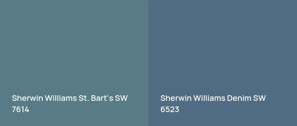 Sherwin Williams St. Bart's SW 7614 vs Sherwin Williams Denim SW 6523