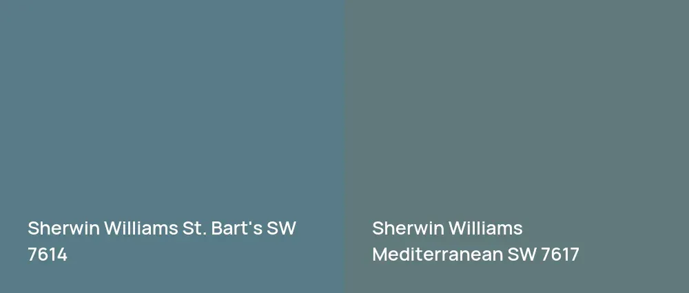 Sherwin Williams St. Bart's SW 7614 vs Sherwin Williams Mediterranean SW 7617