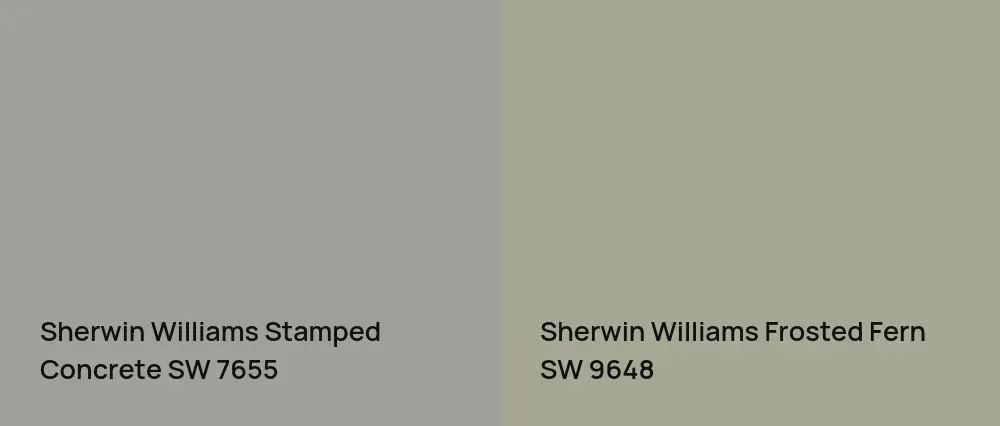 Sherwin Williams Stamped Concrete SW 7655 vs Sherwin Williams Frosted Fern SW 9648
