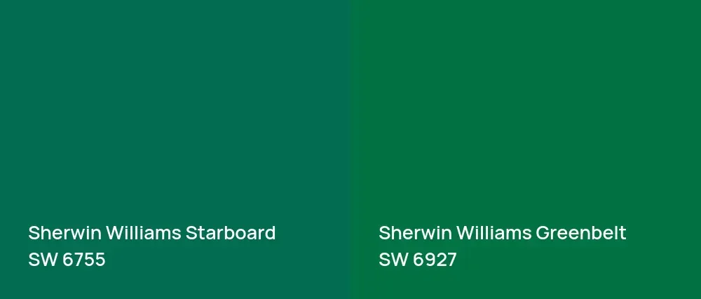 Sherwin Williams Starboard SW 6755 vs Sherwin Williams Greenbelt SW 6927