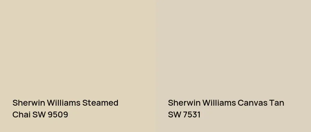 Sherwin Williams Steamed Chai SW 9509 vs Sherwin Williams Canvas Tan SW 7531
