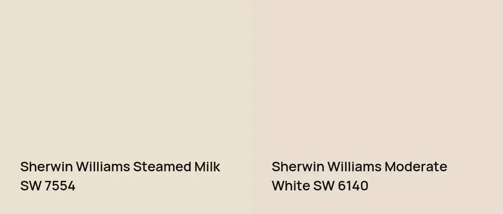 Sherwin Williams Steamed Milk SW 7554 vs Sherwin Williams Moderate White SW 6140