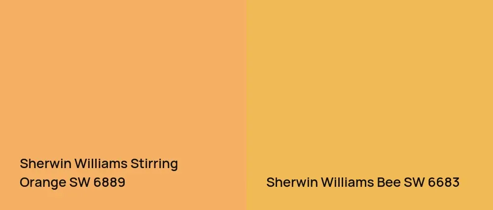 Sherwin Williams Stirring Orange SW 6889 vs Sherwin Williams Bee SW 6683