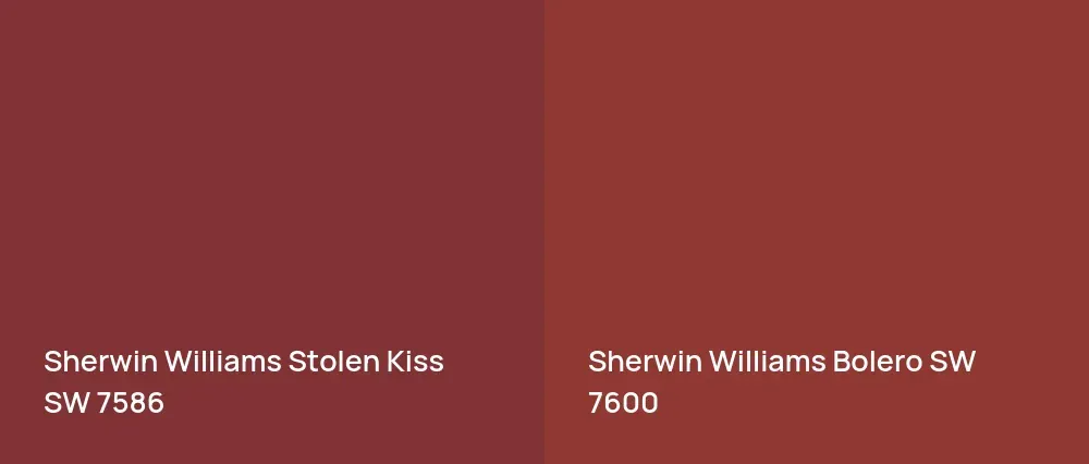 Sherwin Williams Stolen Kiss SW 7586 vs Sherwin Williams Bolero SW 7600