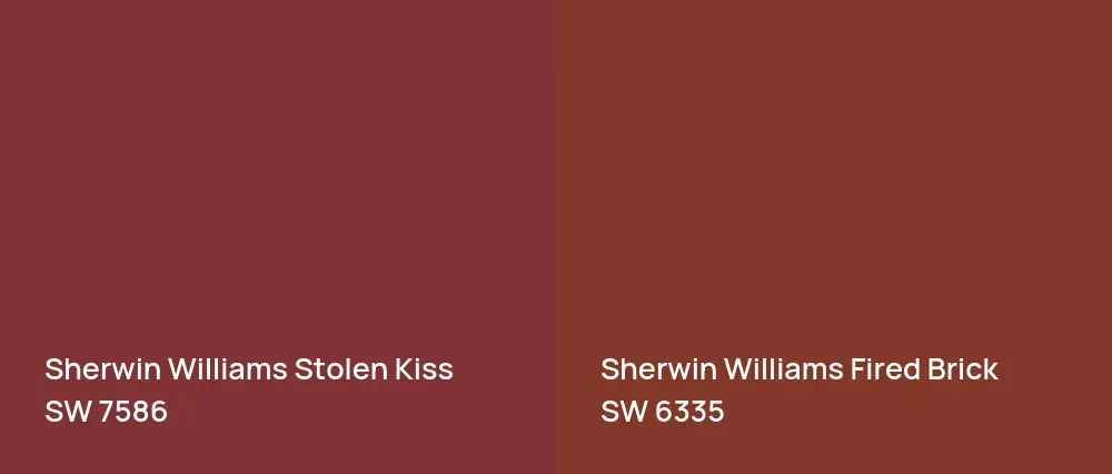 Sherwin Williams Stolen Kiss SW 7586 vs Sherwin Williams Fired Brick SW 6335