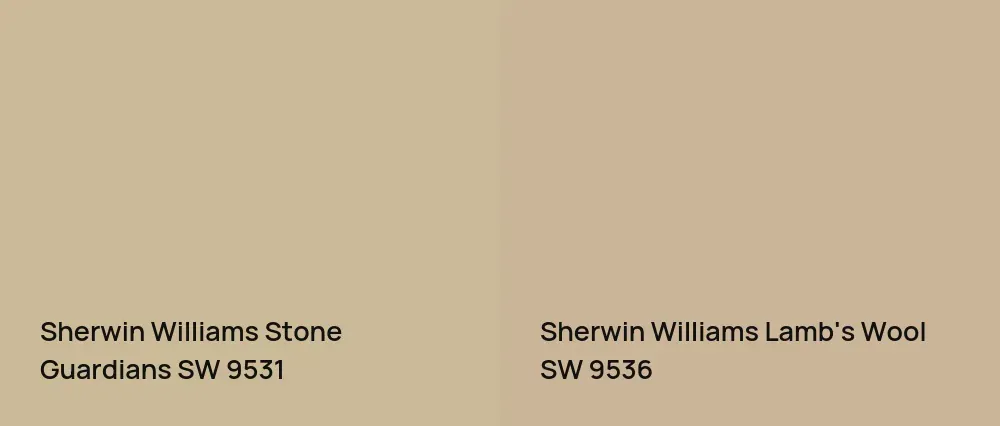 Sherwin Williams Stone Guardians SW 9531 vs Sherwin Williams Lamb's Wool SW 9536