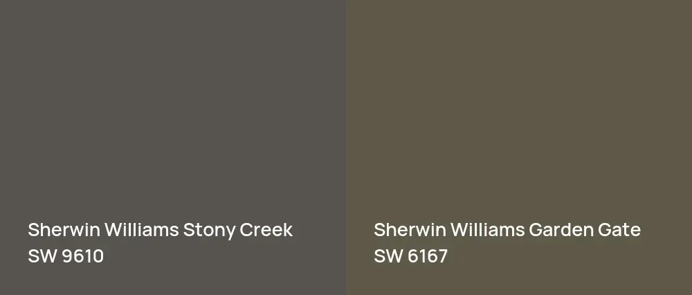 Sherwin Williams Stony Creek SW 9610 vs Sherwin Williams Garden Gate SW 6167