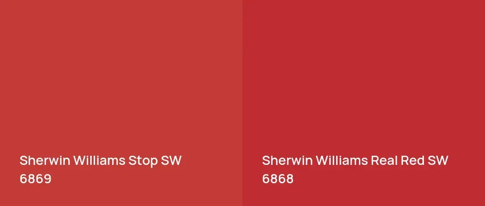 Sherwin Williams Stop SW 6869 vs Sherwin Williams Real Red SW 6868