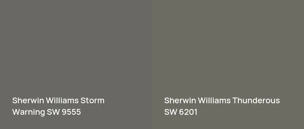 Sherwin Williams Storm Warning SW 9555 vs Sherwin Williams Thunderous SW 6201