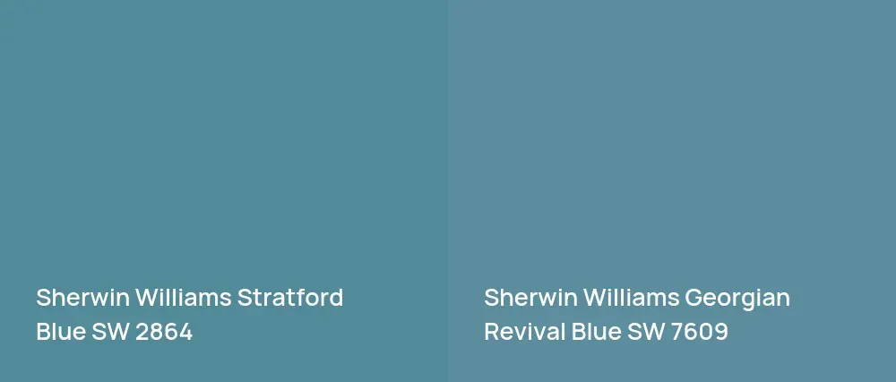 Sherwin Williams Stratford Blue SW 2864 vs Sherwin Williams Georgian Revival Blue SW 7609