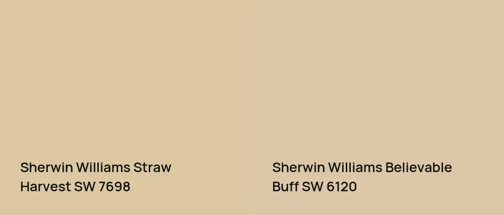 Sherwin Williams Straw Harvest SW 7698 vs Sherwin Williams Believable Buff SW 6120
