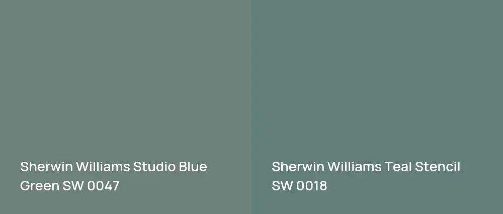 Sherwin Williams Studio Blue Green SW 0047 vs Sherwin Williams Teal Stencil SW 0018