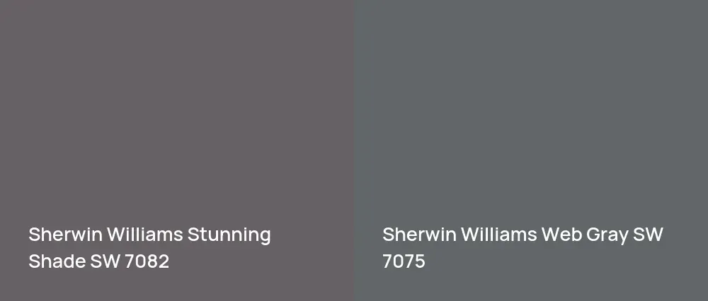 Sherwin Williams Stunning Shade SW 7082 vs Sherwin Williams Web Gray SW 7075