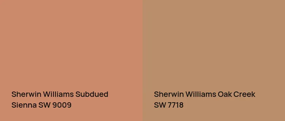 Sherwin Williams Subdued Sienna SW 9009 vs Sherwin Williams Oak Creek SW 7718