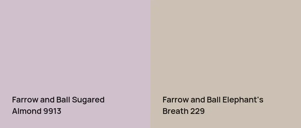 Farrow and Ball Sugared Almond 9913 vs Farrow and Ball Elephant's Breath 229