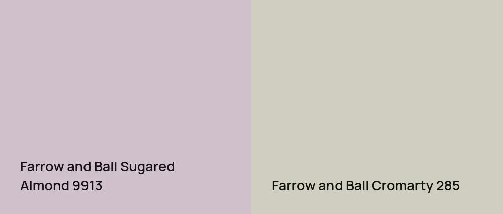 Farrow and Ball Sugared Almond 9913 vs Farrow and Ball Cromarty 285