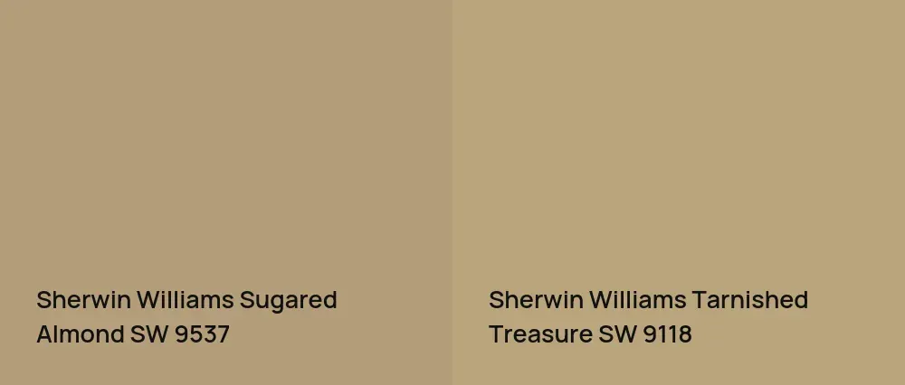 Sherwin Williams Sugared Almond SW 9537 vs Sherwin Williams Tarnished Treasure SW 9118