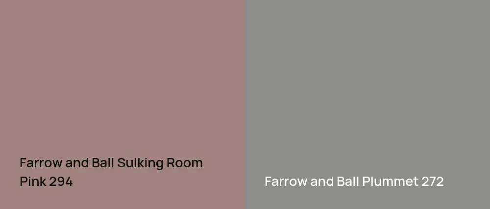 Farrow and Ball Sulking Room Pink 294 vs Farrow and Ball Plummet 272