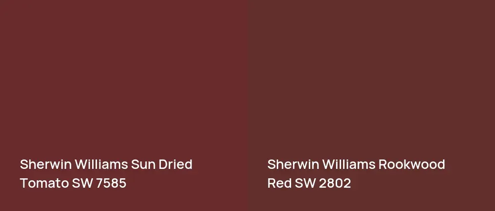 Sherwin Williams Sun Dried Tomato SW 7585 vs Sherwin Williams Rookwood Red SW 2802