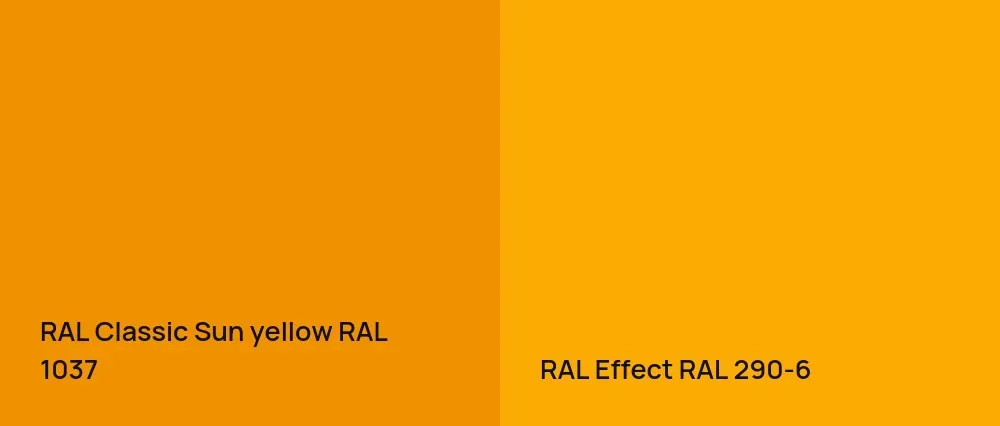RAL Classic  Sun yellow RAL 1037 vs RAL Effect  RAL 290-6