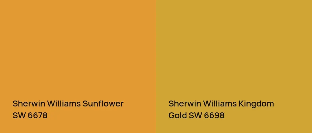 Sherwin Williams Sunflower SW 6678 vs Sherwin Williams Kingdom Gold SW 6698