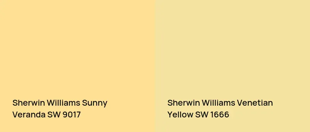 Sherwin Williams Sunny Veranda SW 9017 vs Sherwin Williams Venetian Yellow SW 1666