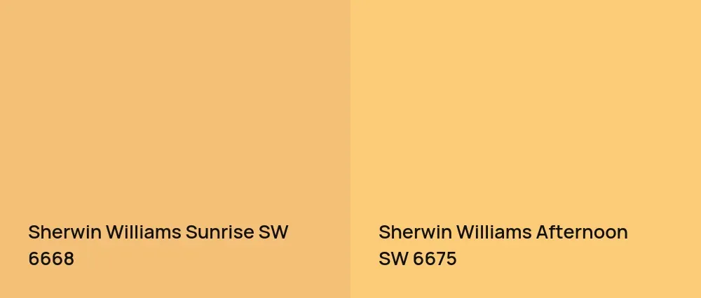 Sherwin Williams Sunrise SW 6668 vs Sherwin Williams Afternoon SW 6675