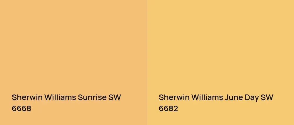 Sherwin Williams Sunrise SW 6668 vs Sherwin Williams June Day SW 6682