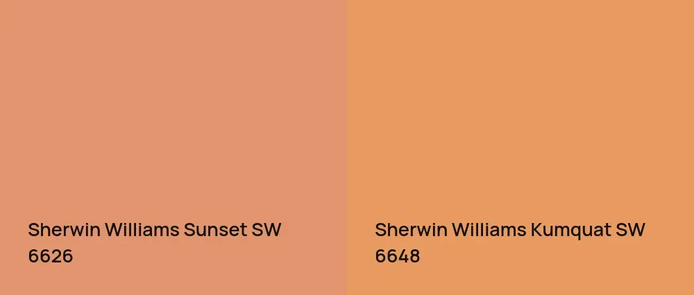 Sherwin Williams Sunset SW 6626 vs Sherwin Williams Kumquat SW 6648
