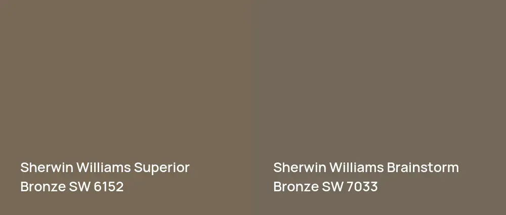 Sherwin Williams Superior Bronze SW 6152 vs Sherwin Williams Brainstorm Bronze SW 7033