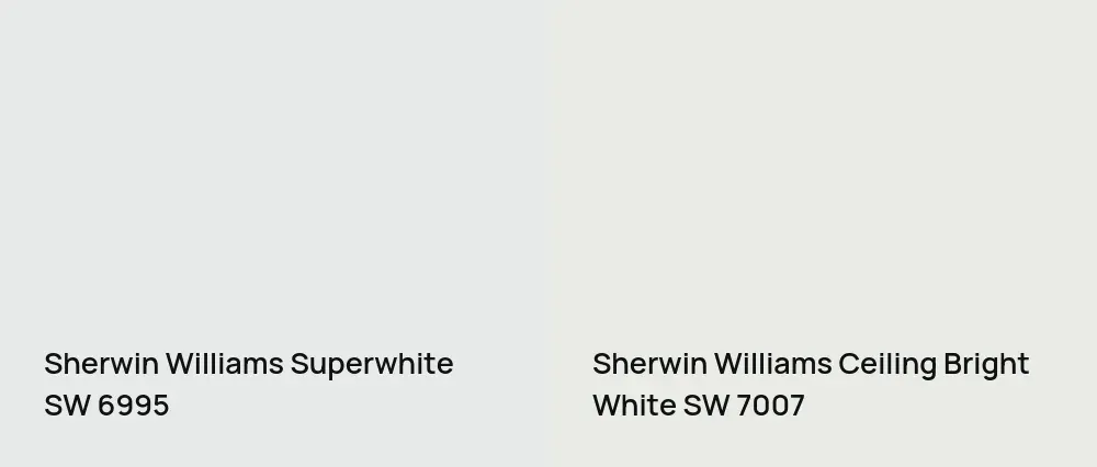 Sherwin Williams Superwhite SW 6995 vs Sherwin Williams Ceiling Bright White SW 7007