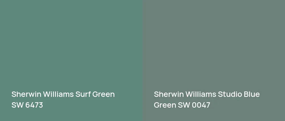 Sherwin Williams Surf Green SW 6473 vs Sherwin Williams Studio Blue Green SW 0047