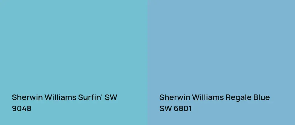 Sherwin Williams Surfin' SW 9048 vs Sherwin Williams Regale Blue SW 6801