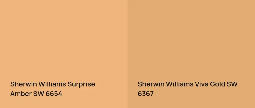 Sherwin Williams Surprise Amber SW 6654 vs Sherwin Williams Viva Gold SW 6367