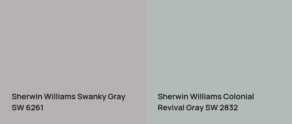 Sherwin Williams Swanky Gray SW 6261 vs Sherwin Williams Colonial Revival Gray SW 2832
