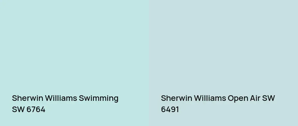 Sherwin Williams Swimming SW 6764 vs Sherwin Williams Open Air SW 6491